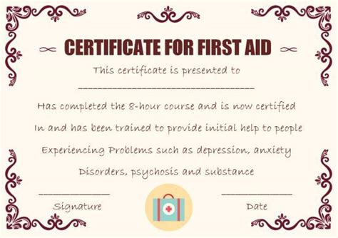 First Aid Certificate Template 15 Free Examples And Sample Templates Free Download Artofit