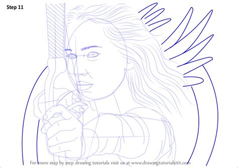 How To Draw Katniss Everdeen With Bow And Arrow Characters Step By