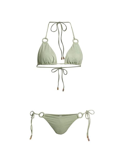 Zimmermann Waverly Lurex Ring Tie Bikini Mint Editorialist