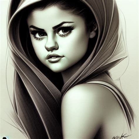 Milt Kahl Pencil Sketch Of Selena Gomez Creative Fabrica