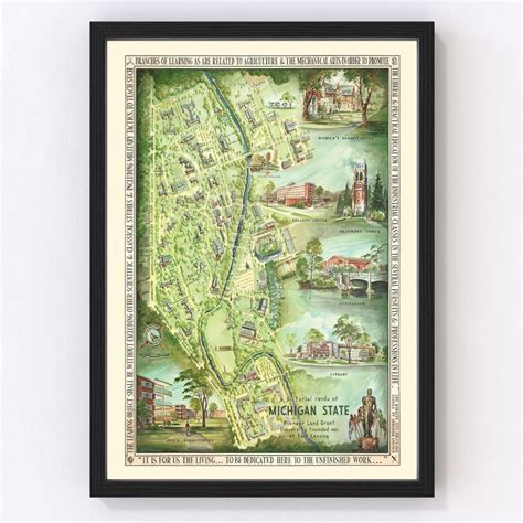 Michigan State University Map 1955 Old Map of Michigan State University ...