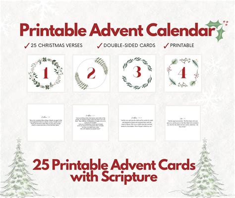 CHRISTMAS ADVENT CALENDAR Printable Scripture Cards - Etsy