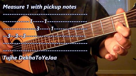 Tujhe Dekha Guitar Tutorial With Sheet Music And Tabs Youtube