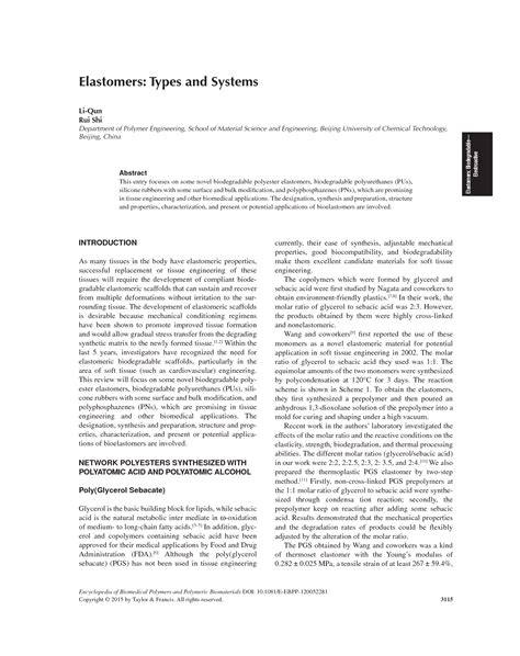 SOLUTION: Elastomers types and systems - Studypool