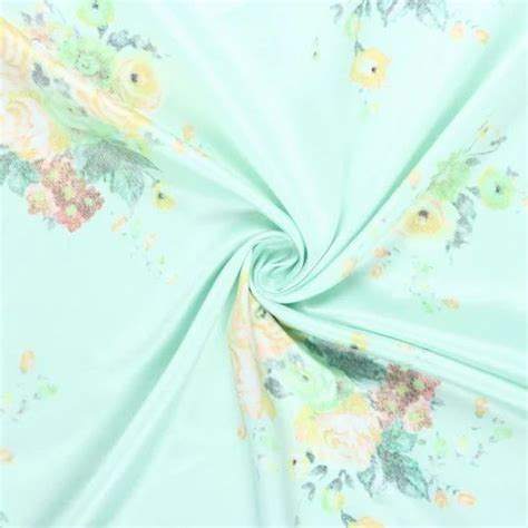 Mint Green Digital Printed Dull Satin Fabric At Rs Meter Satin