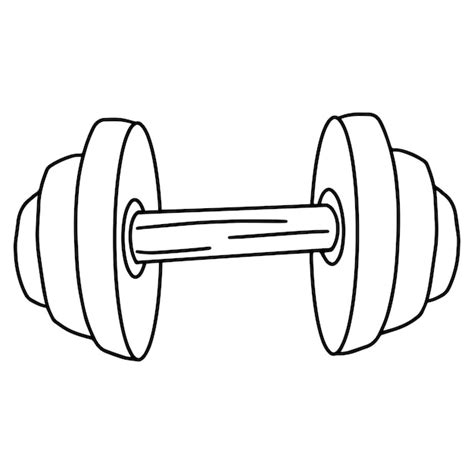 Premium Vector | Black and white outline illustration of a dumbbell on a white background