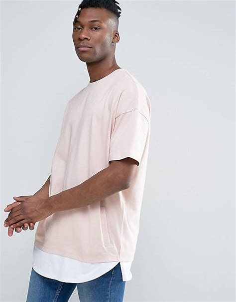 Asos Super Oversized T Shirt In Heavy Weight With Contrast Hem Extender