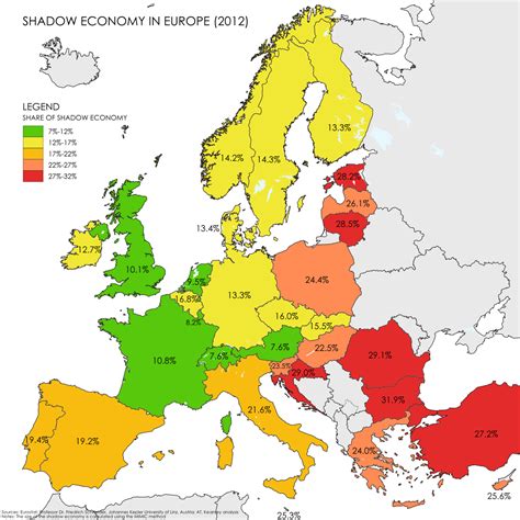 The shadow economy in Europe - Map for 2012 : r/europe