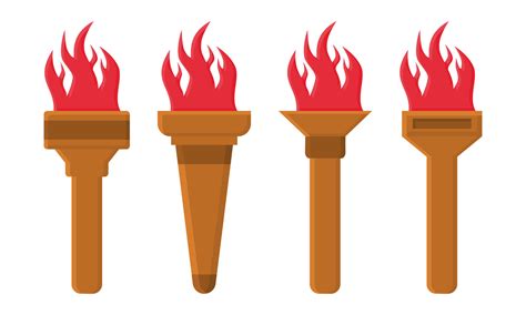 Burning Wood Torch Icon. Brown Torch Illustration. Flaming Torch ...