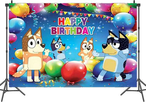 Buy Cartoon Bluey Backdrop 7x5 for Children Birthday Party Supplies ...