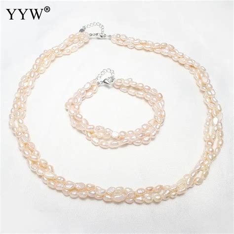 Natural Cultured Freshwater Pearl Jewelry Sets Bracelet Necklace