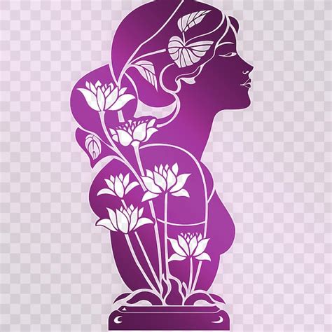 Psd vector art nouveau inspirado lâmpada desenho de silhueta