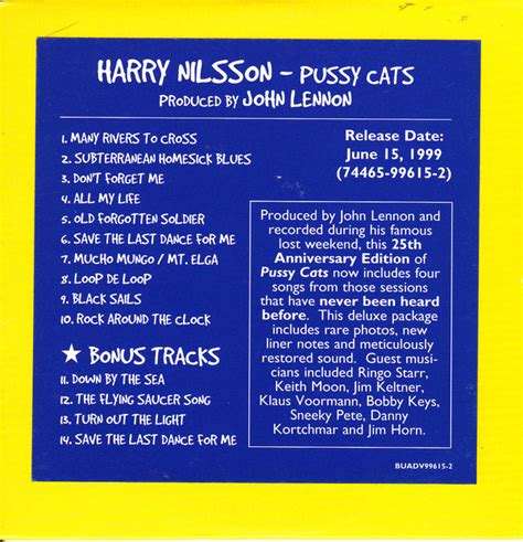 Harry Nilsson Pussy Cats 1999 CD Discogs