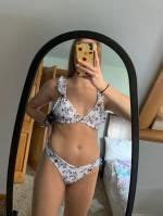 ZAFUL Floral Ruffle High Leg Bikini Swimwear In WHITE ZAFUL 2024