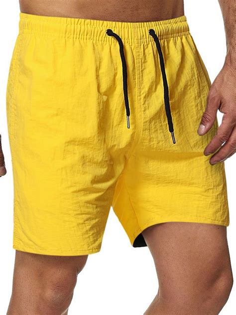 Mens Casual Candy Color Waterproof Quick Dry Five Point Beach Pants