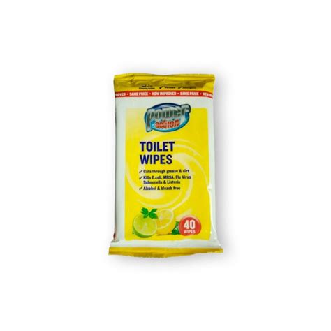 Flushable Toilet Cleaning Wipes 8x 40 Pack Power Action Total 320 Lemon