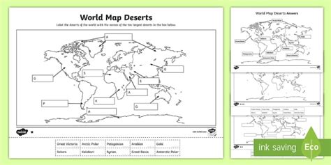 World Map Deserts Labelling Activity | KS2 (Teacher-Made)