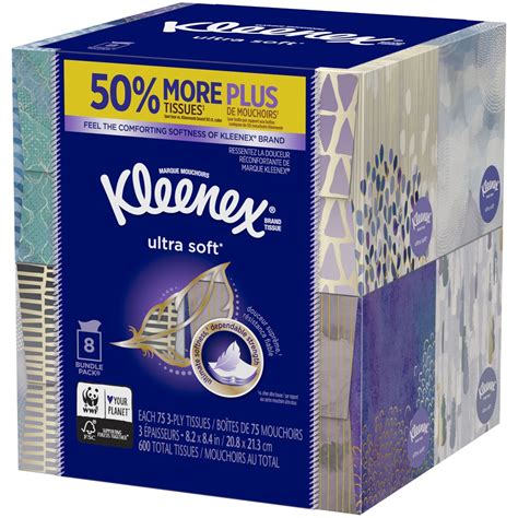 Kleenex Ultra Soft Facial Tissues Cube Box 75 Tissues Per Cube Box 8