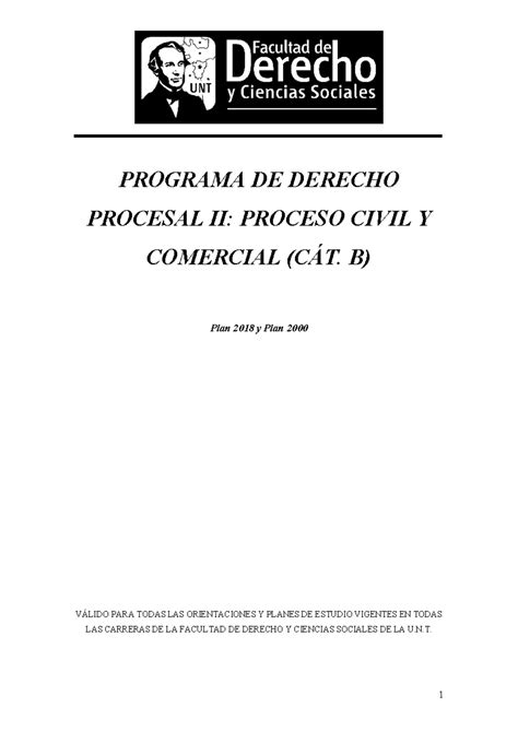 Programa Nuevo Der Procesal Programa De Derecho Procesal Ii