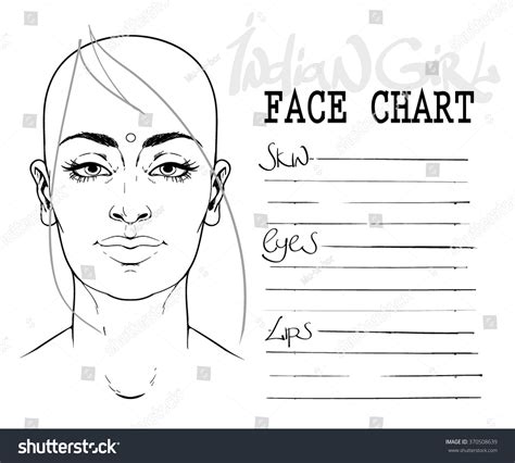 Face Chart Make Up Artist Blank Indian Type Of Royalty Free Stock