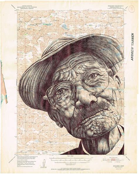 Ballpoint Pen Illustrations On Vintage Envelopes And Maps By Mark