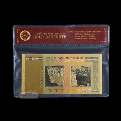 Wr Unique Zimbabwe 100 Trillion Dollars Banknote Colorful Gold Note Collectible