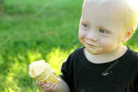 Smiling Baby Eating Ice Cream Cone Stock Photo By ©christinlola 31646181