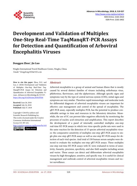 PDF Development And Validation Of Multiplex One Step Real Time