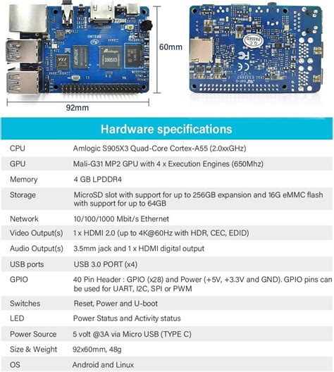 Banana Pi Bpi M5 Amlogic S905x3 Single Board Computer With Lpddr4 4gb