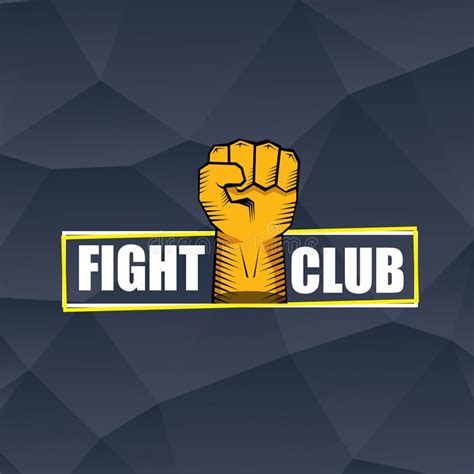 Fight Club Vector Logo With Orange Man Fist Isolated On Brick Wall