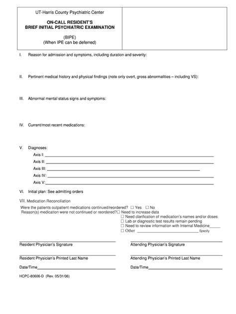 Fillable Online Oac Hsc Uth Tmc ON CALL RESIDENTS BRIEF INITIAL