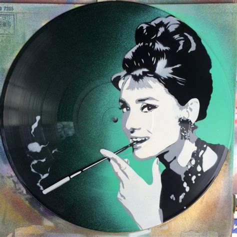 Artistic Version Of Audrey Hepburn Painted Vinyl Record Spray