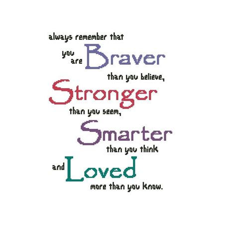 Braver Stronger Smarter Loved Cross Stitch Pattern 340 Etsy