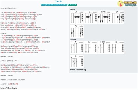 Chord Tao Po The Youth Tab Song Lyric Sheet Guitar Ukulele