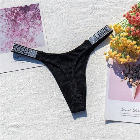 Women S Rhinestone G String Panties Sexy Lingerie Thong Female Underwear Shiny Walmart