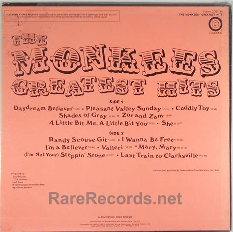 Monkees Greatest Hits Sealed Colgems Lp