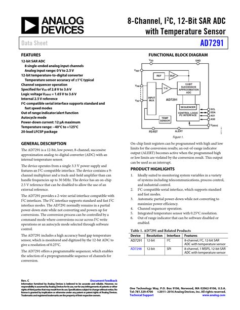 Datasheet AD7291 Analog Devices, Revision: C - Preview and Download