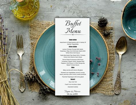 Wedding Buffet Menu Cards Elegant Buffet Menu Cards Editable - Etsy