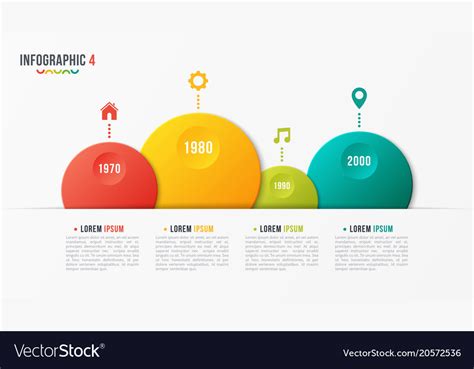 Paper style bubble shaped timeline chart Vector Image