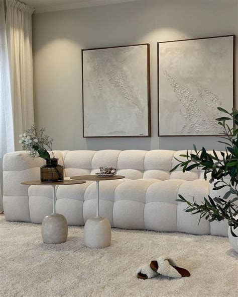 White fluffy couch and carpet in 2022 | Modern living room interior ...