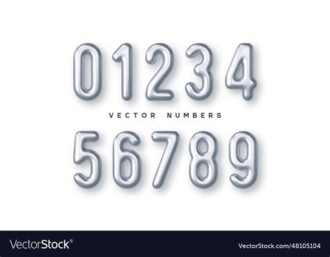 Silver numbers set Royalty Free Vector Image - VectorStock