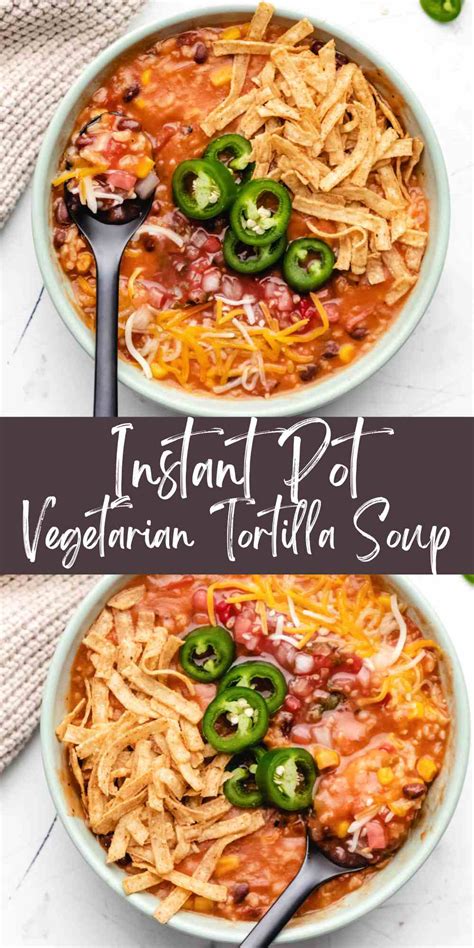 Instant Pot Vegetarian Tortilla Soup - Eating in an Instant