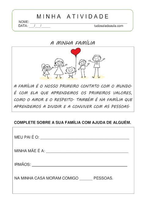 Texto Com Atividades Sobre A Família - Atividades sobre Família - Educação Infantil - Tudo Sala de Aula ...