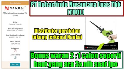 Analisa Ipo Saham Pt Rohartindo Nusantara Luas Tbk Tool Bonus Waran