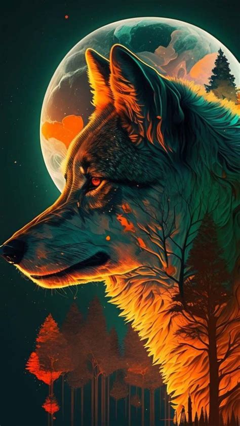 The Wolf Is Staring At The Full Moon