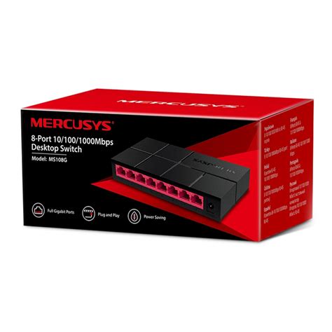 MERCUSYS 8 Port Gigabit Network Switch 10 100 1000Mbps Ethernet MS108G