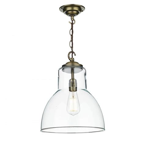 David Hunt Lighting Upton Contemporary Ceiling Pendant Light In Antique Brass Finish With Clear