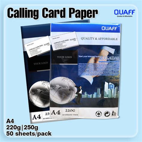 Quaff Calling Card Paper Gsm Gsm A Size Sheets Per Pack