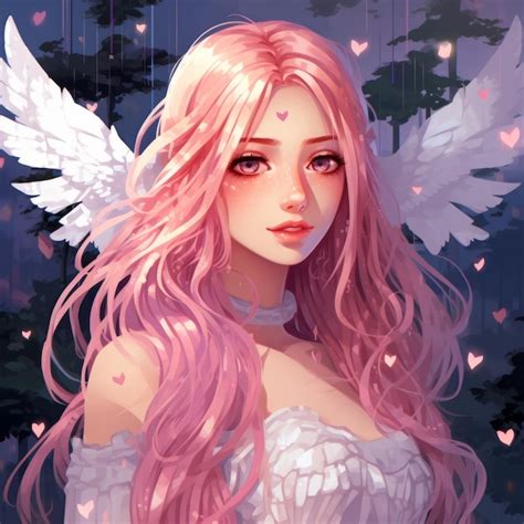 Premium Photo | An anime girl with pink hair and angel wings