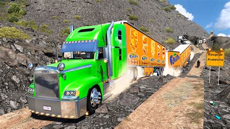 Triple Tr Iler Freightliner Fld Carretera Peligrosas Mapa Extremo